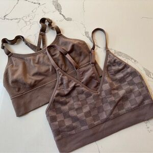 PINK Victoria's Secret Brown Checkered Sports Bra and New Balance Set